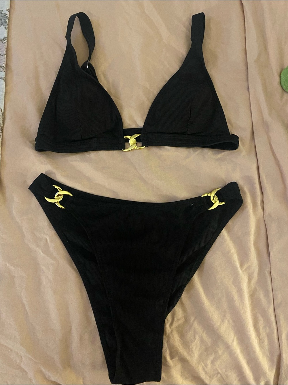 Women’s Black Bikini with Gold Hardware